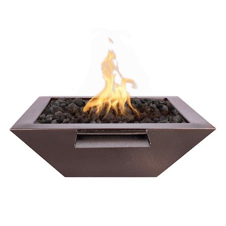 The Outdoor Plus 30 Square Maya Fire, Water Bowl, Powder Coated Metal, Copper Vein, Match Lit w/Flame Sense, Liq. Propane OPT-30SQPCFWFSML-CPV-LP
